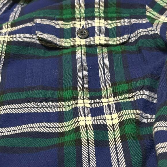 L.L. Bean Shacket Jacket Mens S Blue Green Plaid Pockets Fleece Lined Work Camp - Picture 7 of 12